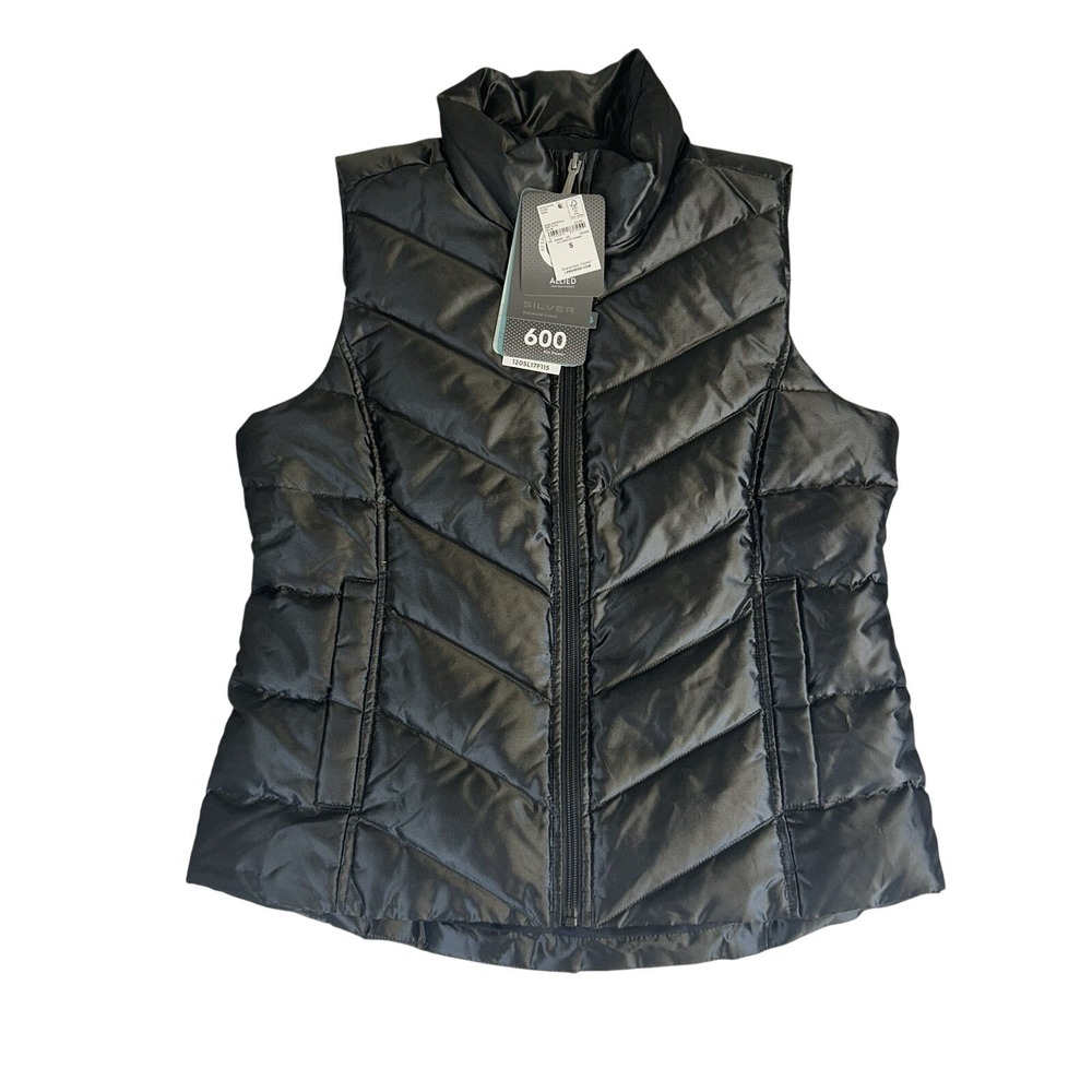 Lands' End  Women's HyperDry 600 Down Puffer Vest Deep Slate Silver Size S (6-8)